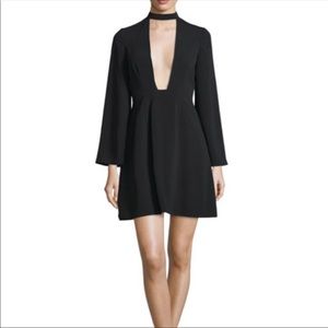 Jill by Jill Stuart Black Deep V Neck Choker Dress